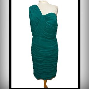 Tadashi Shoji Green One-Shoulder Sheath Dress